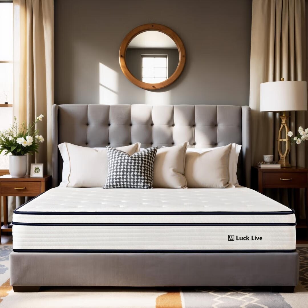 Materasso a molle insacchettate indipendenti in memory foam con parte superiore in gel Euro da 10 pollici di medie dimensioni, in una scatola