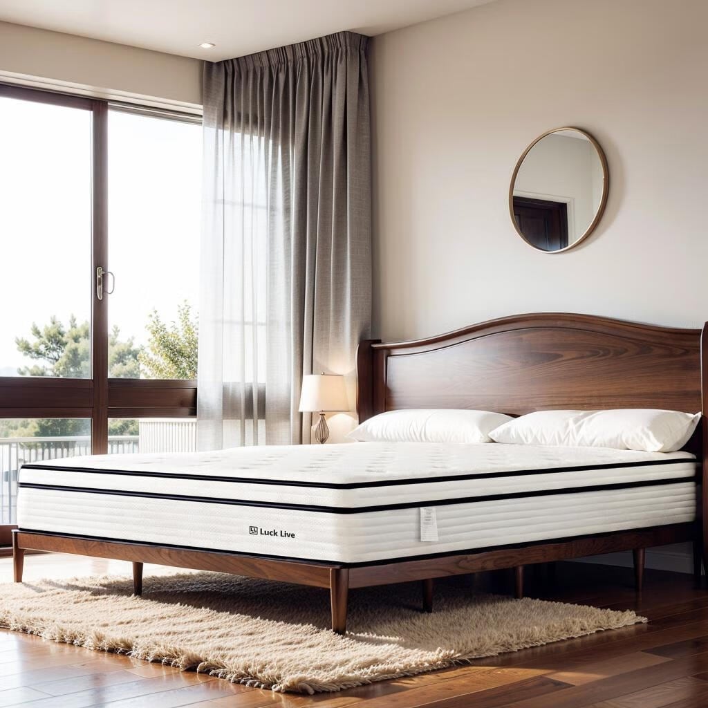 Materasso a molle insacchettate indipendenti in memory foam con parte superiore in gel Euro da 10 pollici di medie dimensioni, in una scatola