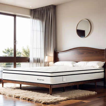 Materasso a molle insacchettate indipendenti in memory foam con parte superiore in gel Euro da 10 pollici di medie dimensioni, in una scatola