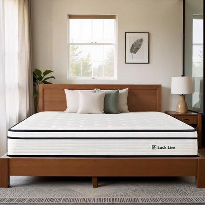 Materasso a molle insacchettate indipendenti in memory foam con parte superiore in gel Euro da 10 pollici di medie dimensioni, in una scatola