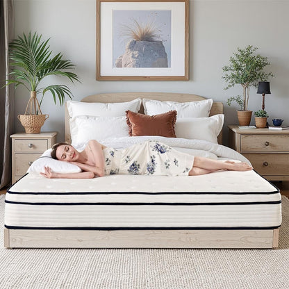 Materasso a molle insacchettate indipendenti in memory foam con parte superiore in gel Euro da 10 pollici di medie dimensioni, in una scatola