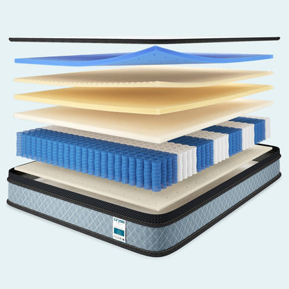 Materasso in memory foam da 10 pollici e molle insacchettate - Bianco