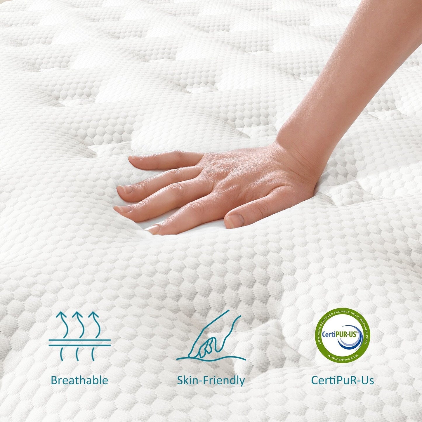 Materasso in memory foam da 10 pollici e molle insacchettate - Bianco