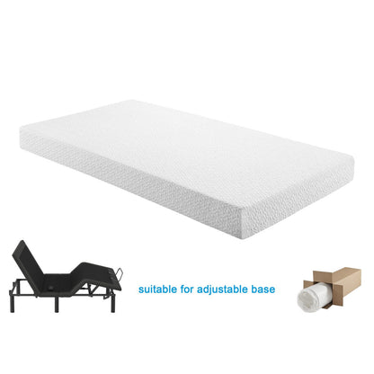 Materasso in memory foam in gel per letto matrimoniale da 10 pollici, rigido, bianco, materasso in scatola