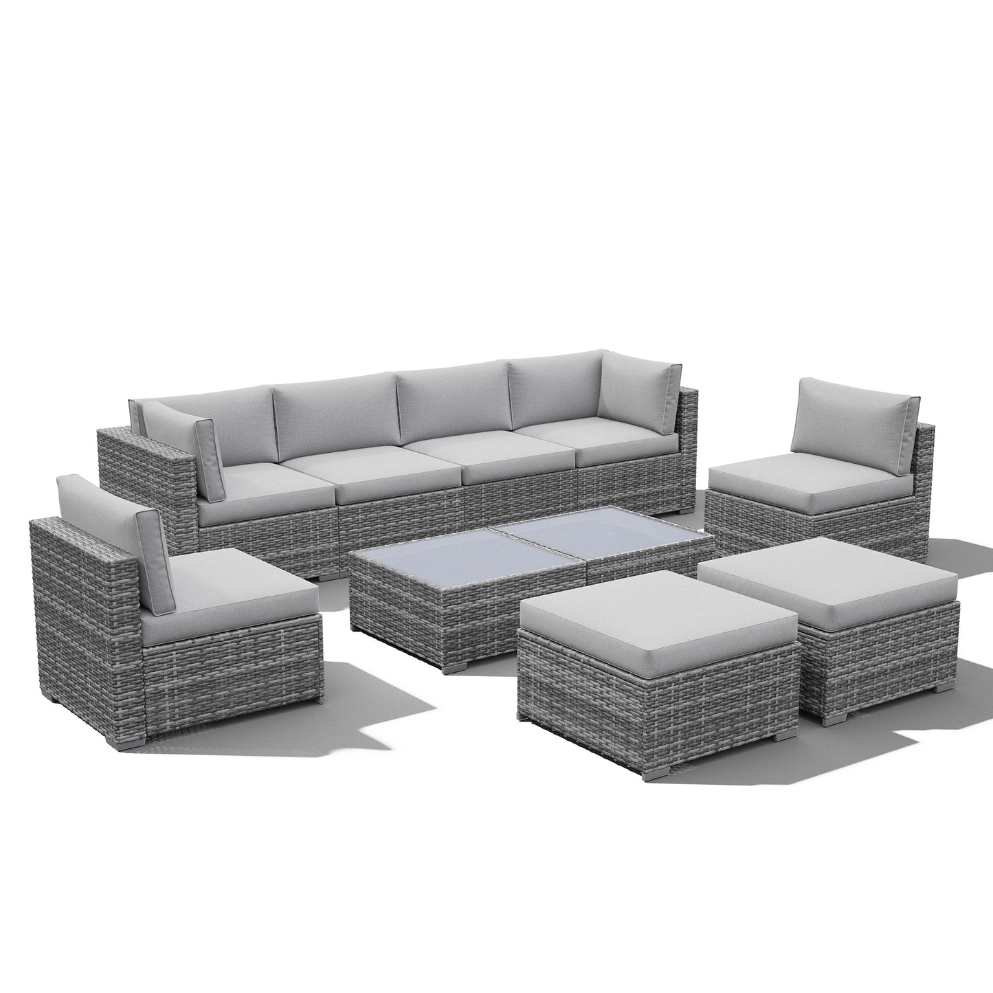 Set di divani componibili in vimini da 10 pezzi