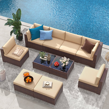 Set di divani componibili in vimini da 10 pezzi