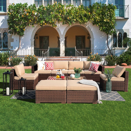 Set di divani componibili in vimini da 10 pezzi