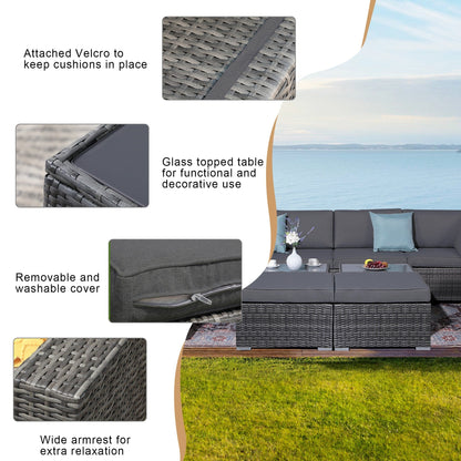 Set di divani componibili in vimini da 10 pezzi