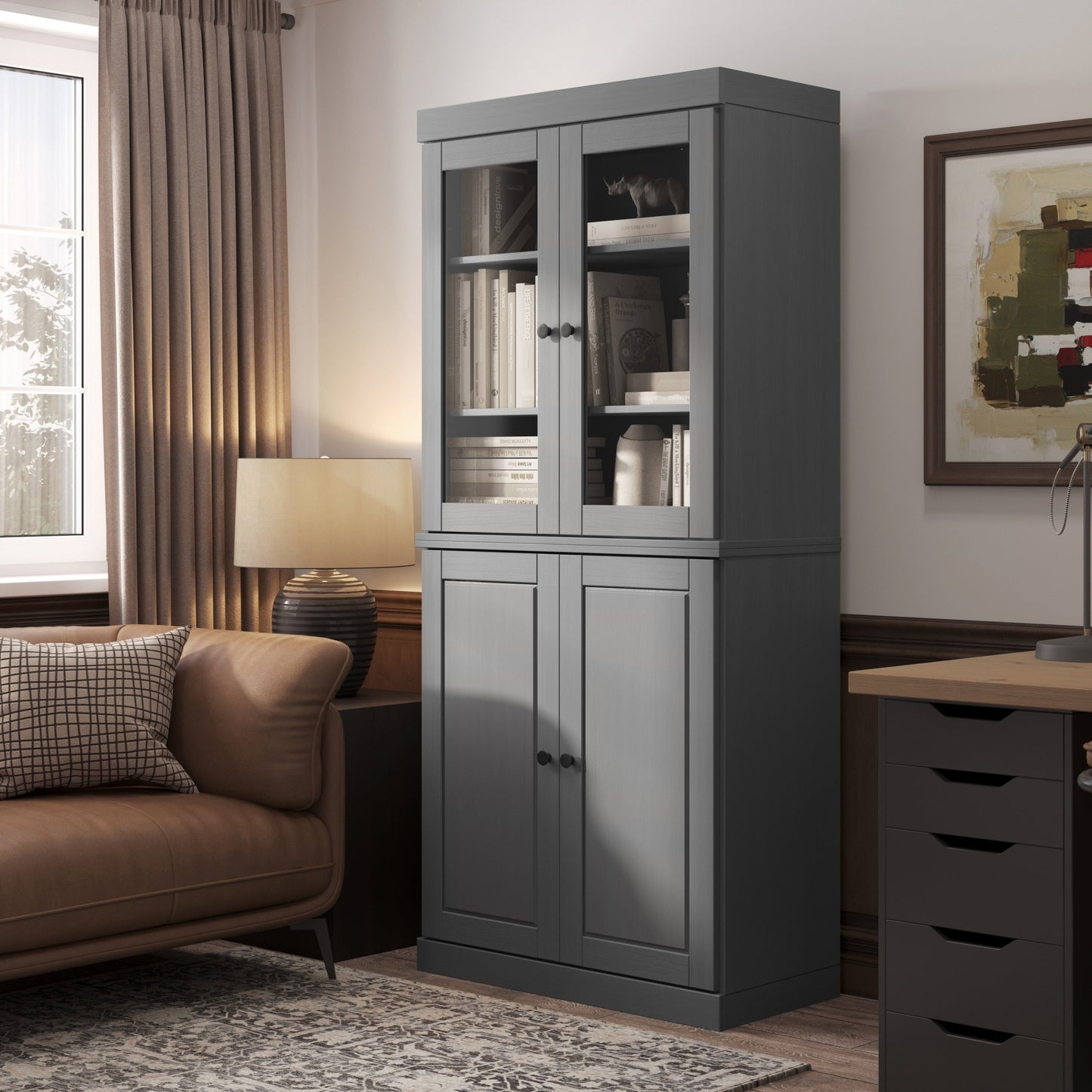 Libreria a 6 ripiani in legno massello al 100% con ante opzionali di Palace Imports