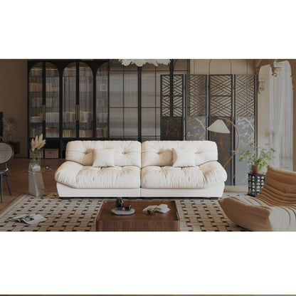 Divano in pelle e piume Mid-Century a 3 posti 102.4 - 110,2 x 31,9