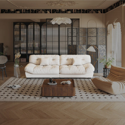 Divano in pelle e piume Mid-Century a 3 posti 102.4 - 110,2 x 31,9