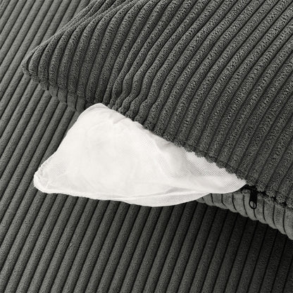 Divano moderno a 3 posti in velluto a coste 102 con seduta profonda, portabicchieri e portatelefono