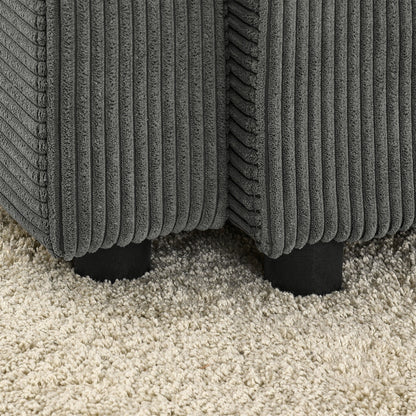 Divano moderno a 3 posti in velluto a coste 102 con seduta profonda, portabicchieri e portatelefono