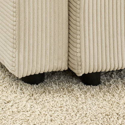 Divano moderno a 3 posti in velluto a coste 102 con seduta profonda, portabicchieri e portatelefono