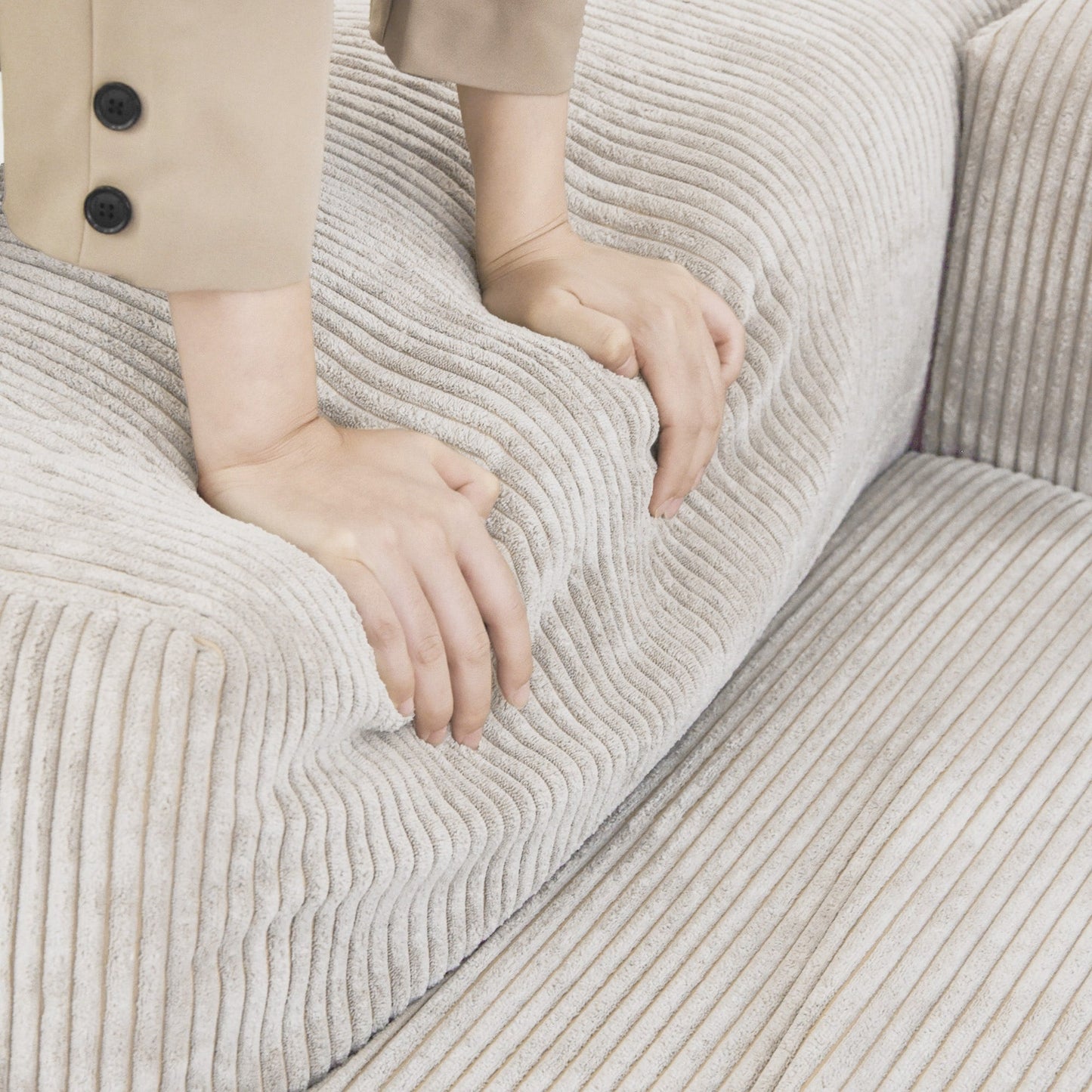 Divano a due posti in velluto a coste da 102'', grande divano modulare a nuvola