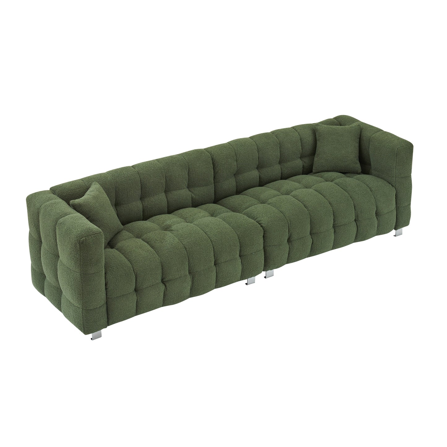 Divano Teddy Velvet da 102'' a 4 posti con gambe in metallo e cuscini decorativi, design moderno multidirezionale per il soggiorno