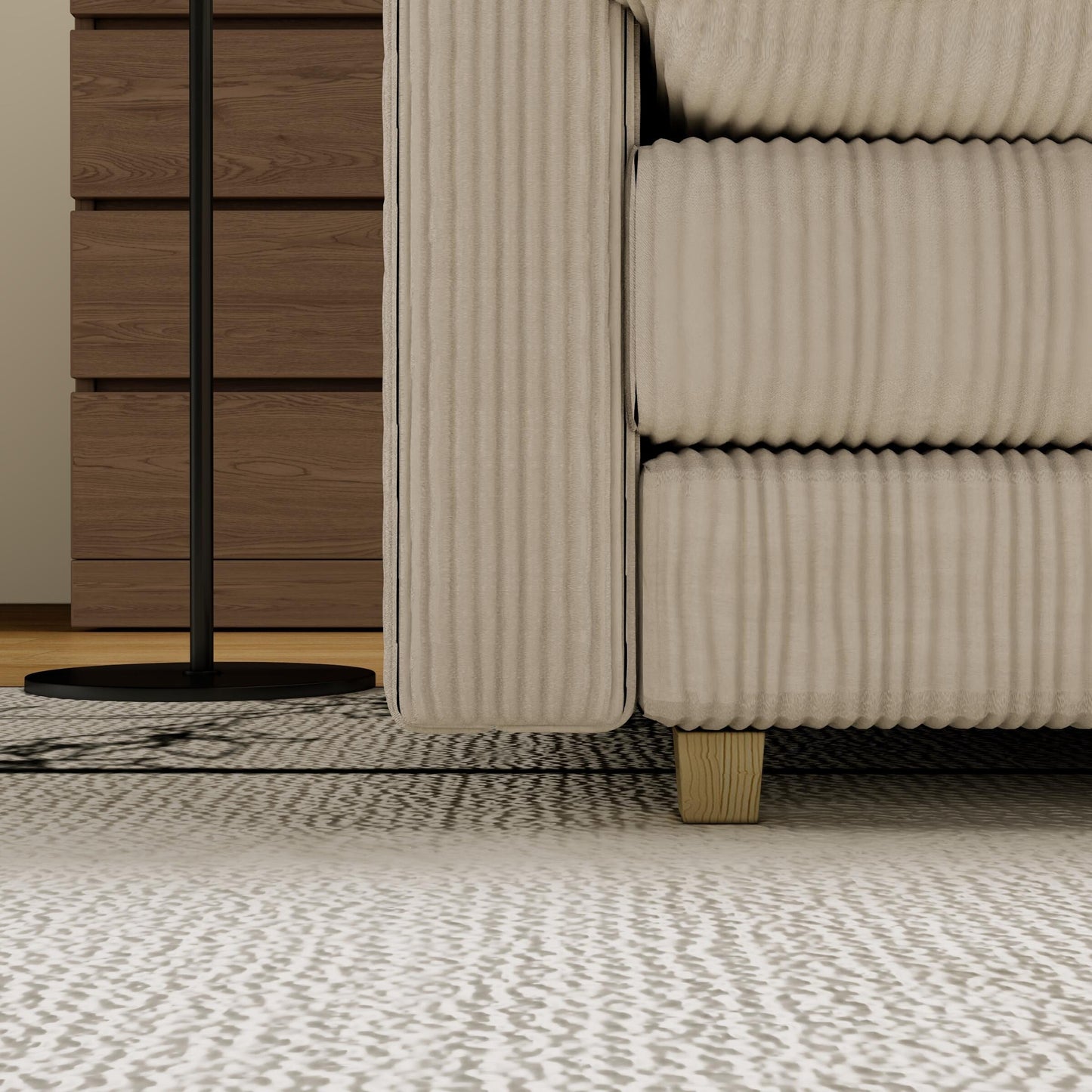 Divano classico moderno in velluto a coste 103 a 4 posti - Seduta profonda, con 4 cuscini per soggiorno