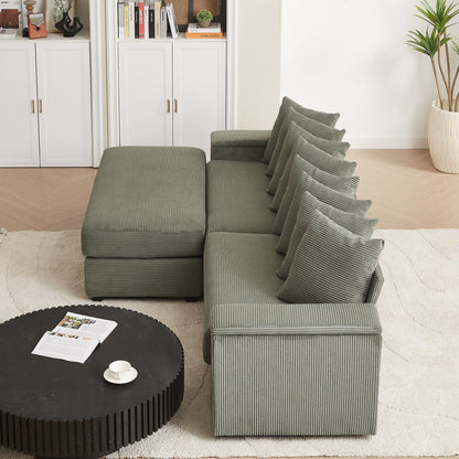 Divano a L in velluto a coste oversize da 104 pollici con chaise longue