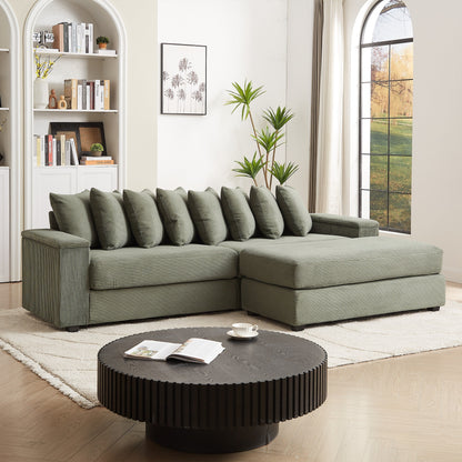 Divano a L in velluto a coste oversize da 104 pollici con chaise longue