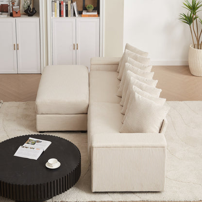 Divano a L in velluto a coste oversize da 104 pollici con chaise longue