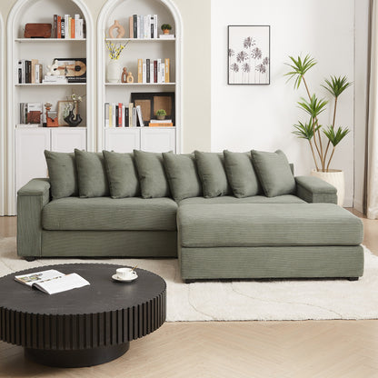 Divano a L in velluto a coste oversize da 104 pollici con chaise longue