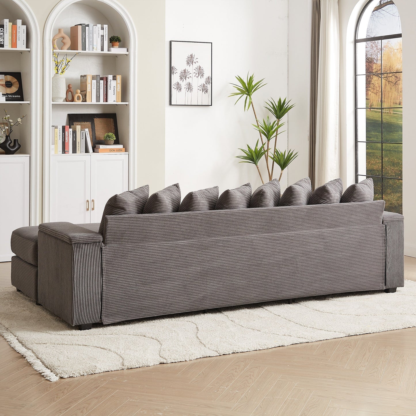 Divano a L in velluto a coste oversize da 104 pollici con chaise longue