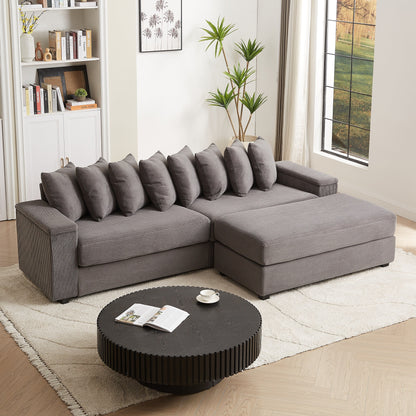 Divano a L in velluto a coste oversize da 104 pollici con chaise longue