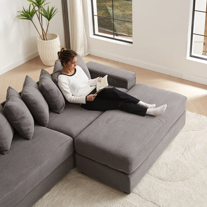 Divano a L in velluto a coste oversize da 104 pollici con chaise longue