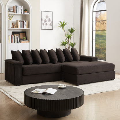 Divano a L in velluto a coste oversize da 104 pollici con chaise longue