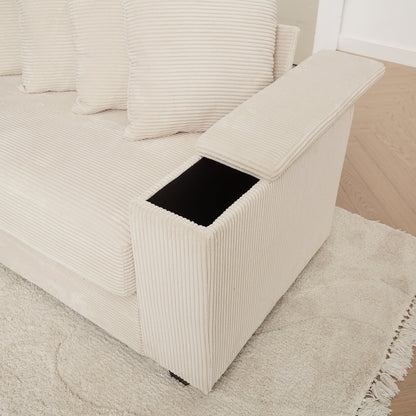 Divano a L in velluto a coste oversize da 104 pollici con chaise longue