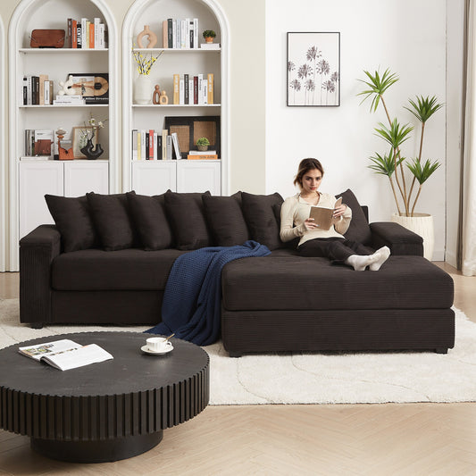 Divano a L in velluto a coste oversize da 104 pollici con chaise longue