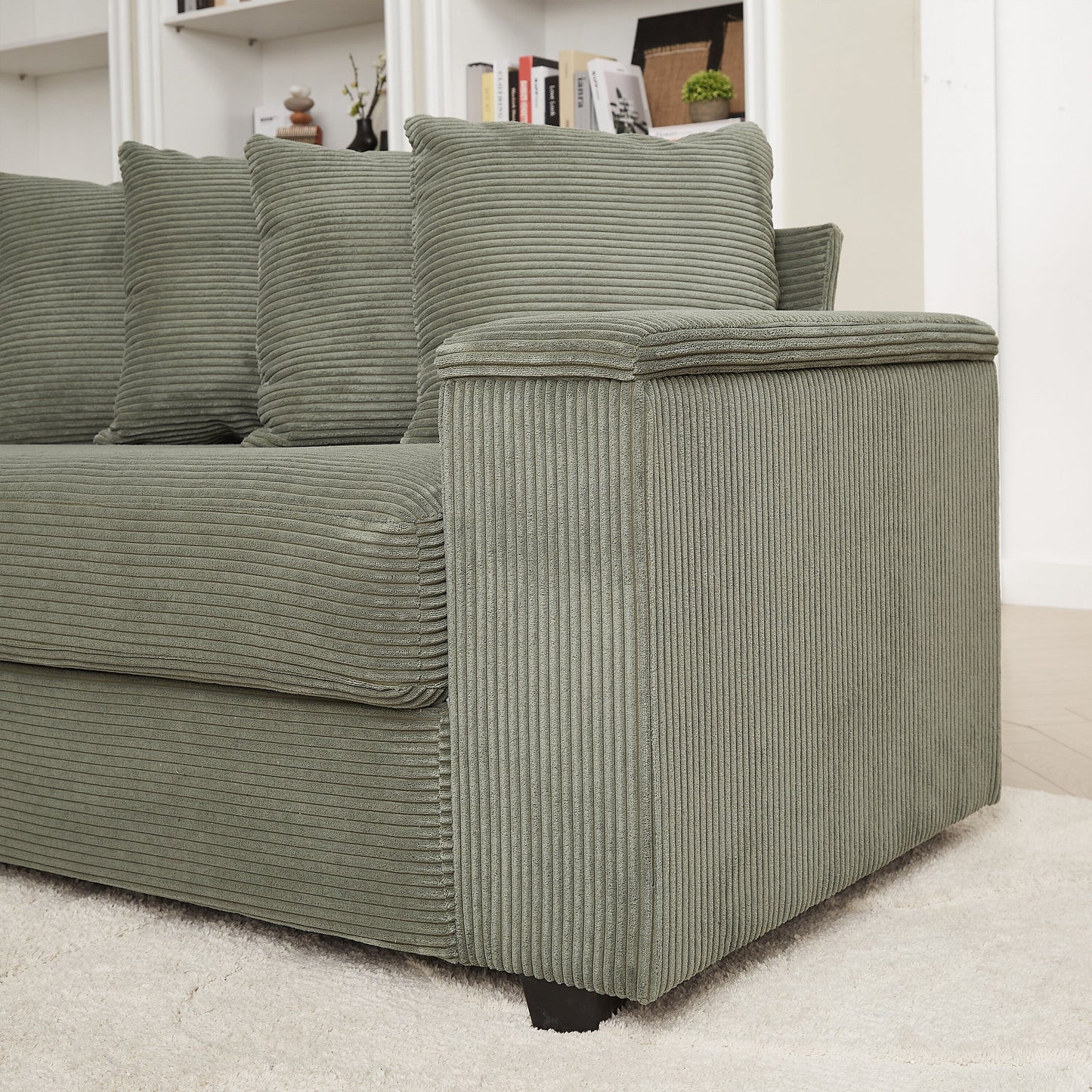 Divano a L in velluto a coste oversize da 104 pollici con chaise longue