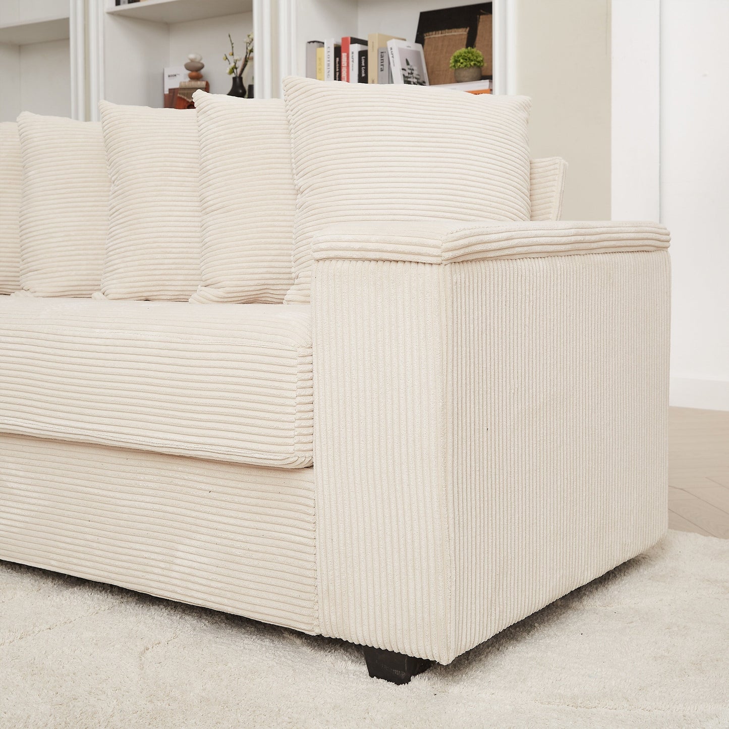 Divano a L in velluto a coste oversize da 104 pollici con chaise longue