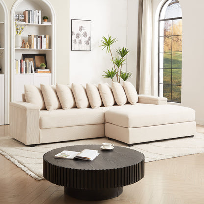 Divano a L in velluto a coste oversize da 104 pollici con chaise longue