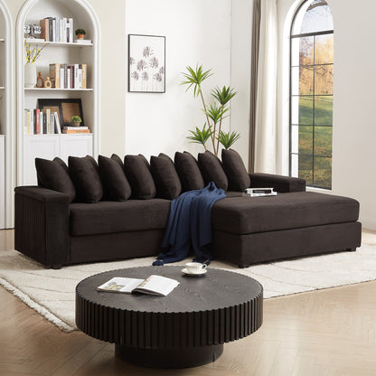 Divano a L in velluto a coste oversize da 104 pollici con chaise longue