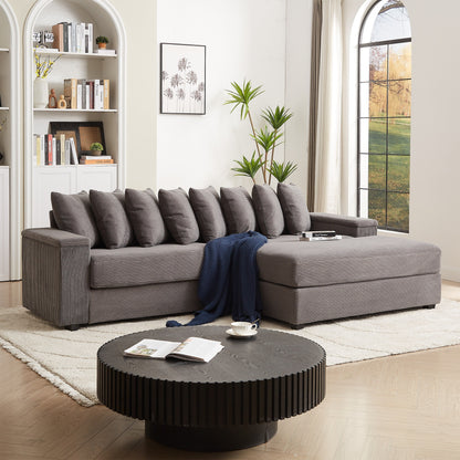 Divano a L in velluto a coste oversize da 104 pollici con chaise longue