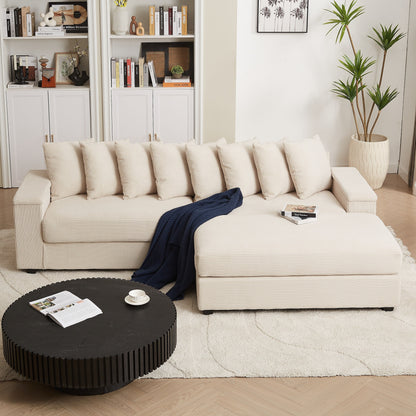 Divano a L in velluto a coste oversize da 104 pollici con chaise longue