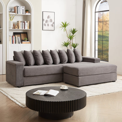 Divano a L in velluto a coste oversize da 104 pollici con chaise longue
