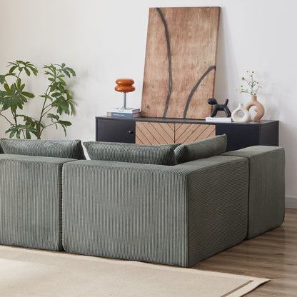 Divano componibile modulare a forma di L in velluto a coste da 104 pollici, set di divani da pavimento, divano compresso imbottito in schiuma, combinazione libera di 4 pezzi