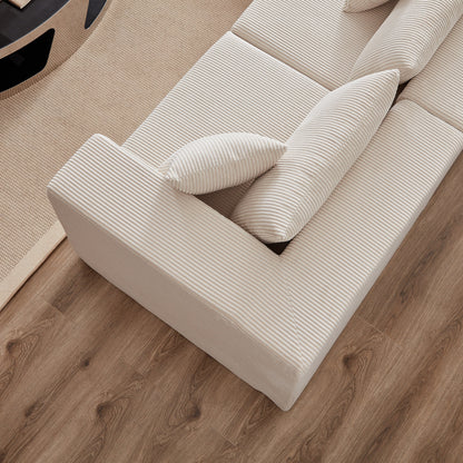 Divano componibile modulare a forma di L in velluto a coste da 104 pollici, set di divani da pavimento, divano compresso imbottito in schiuma, combinazione libera di 4 pezzi