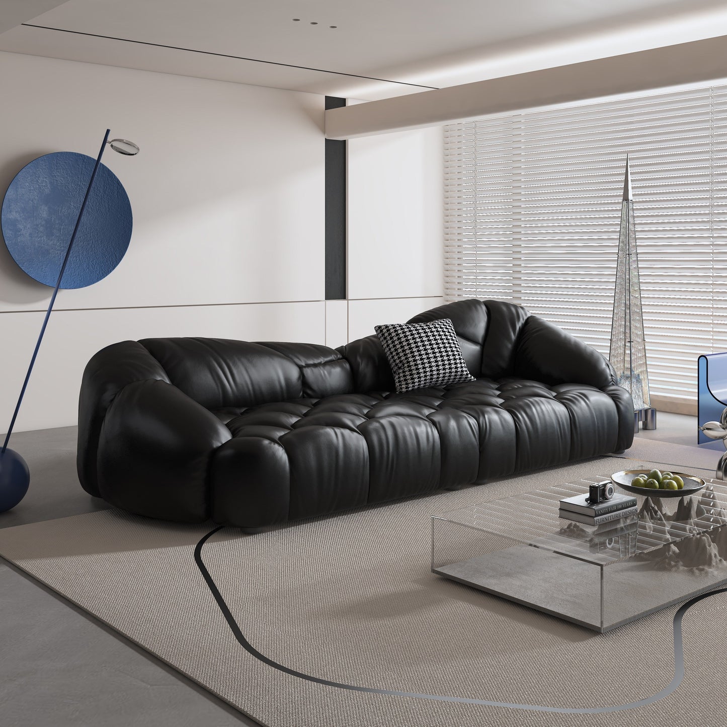 Divano imbottito in pelle 104.3 - 104.3 x 45.3