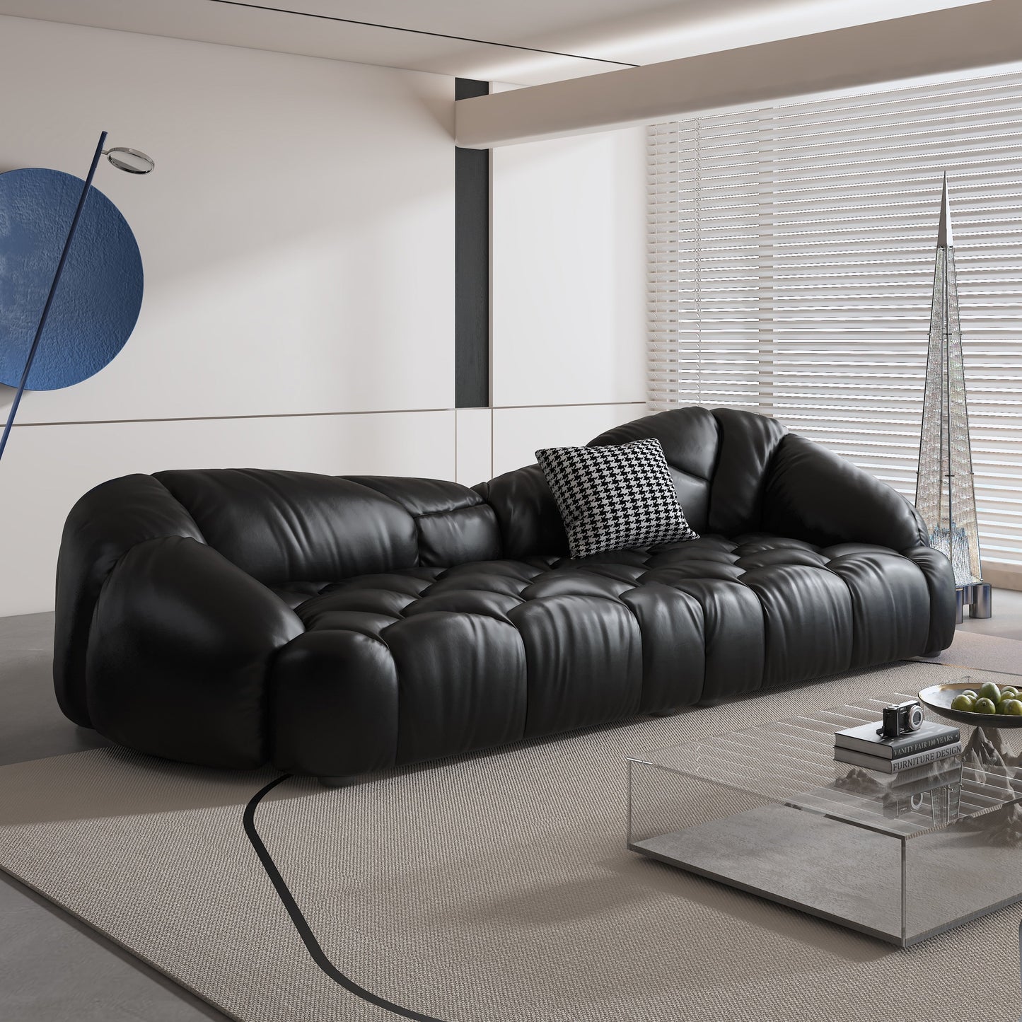 Divano imbottito in pelle 104.3 - 104.3 x 45.3