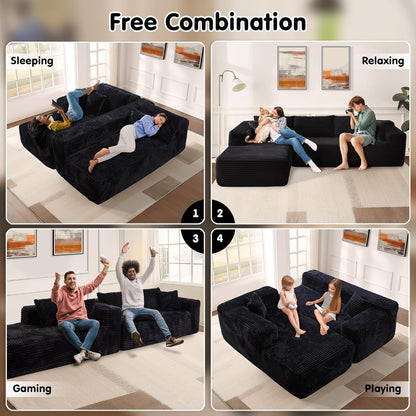 Divano componibile a forma di L 104 - Divano modulare con seduta profonda per soggiorno e camera da letto, senza montaggio