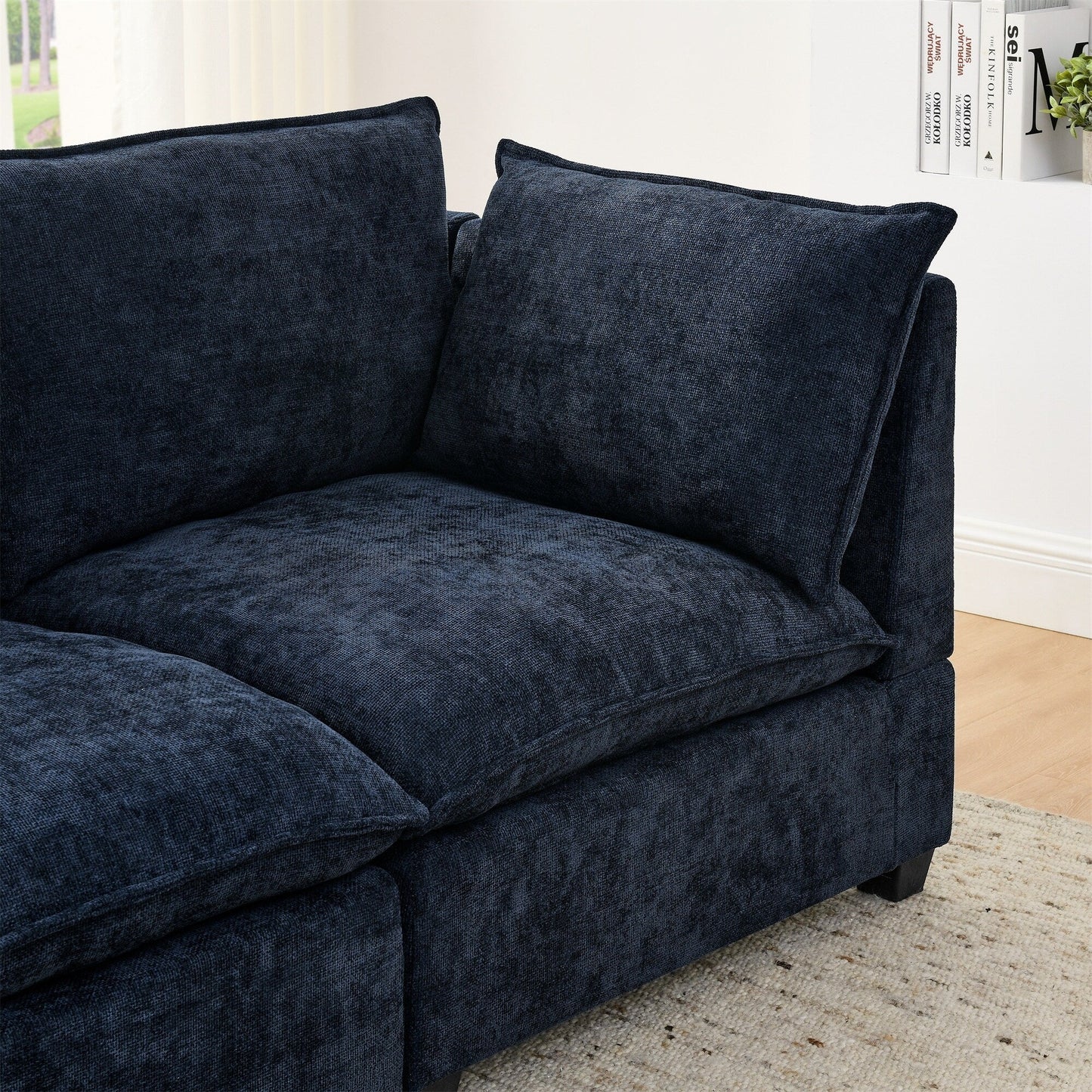 Divano 105 Chenille a 3 posti con cuscini a 2 strati, schiuma ad alta resilienza