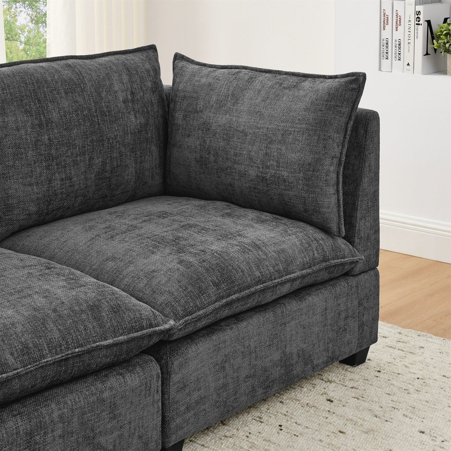 Divano 105 Chenille a 3 posti con cuscini a 2 strati, schiuma ad alta resilienza