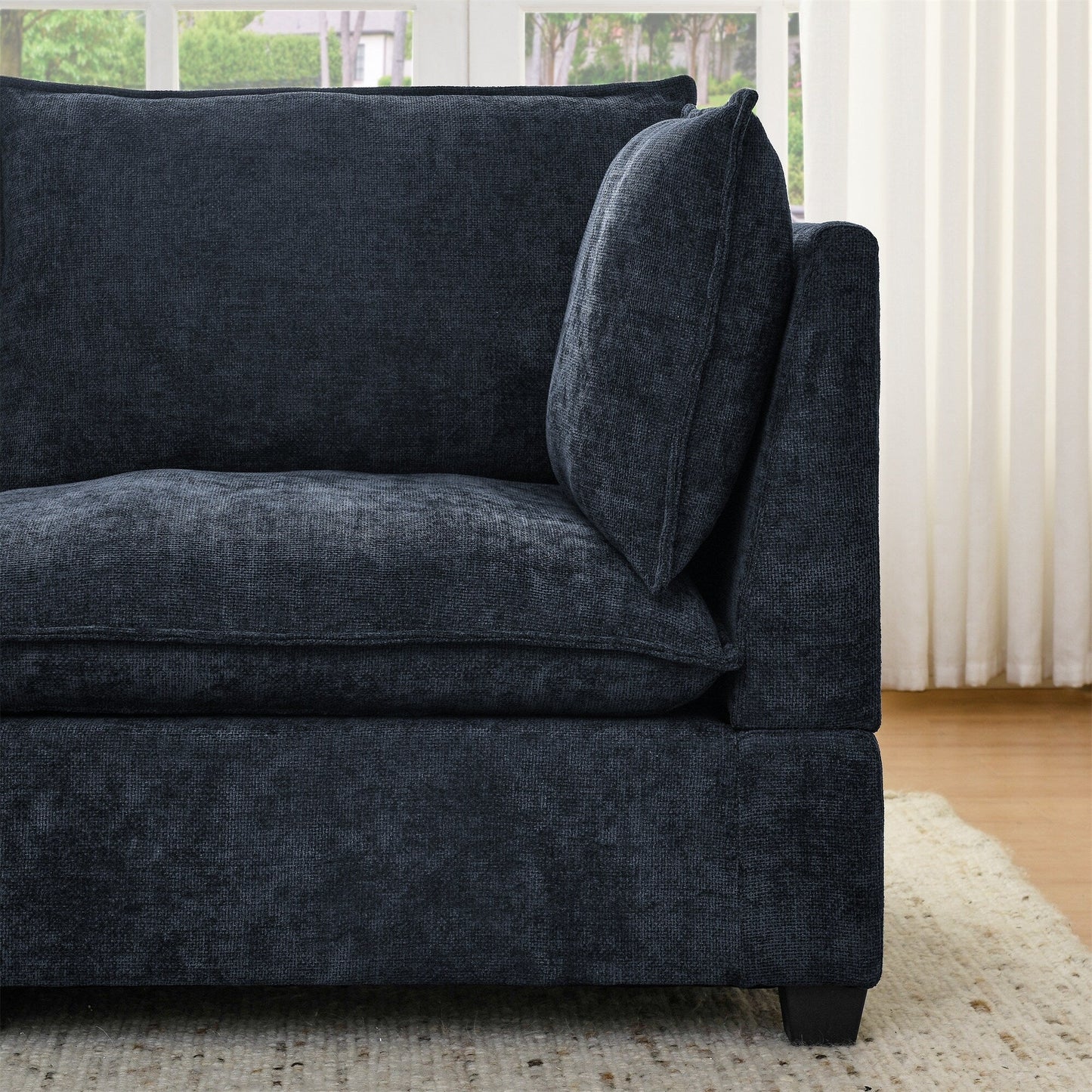 Divano 105 Chenille a 3 posti con cuscini a 2 strati, schiuma ad alta resilienza