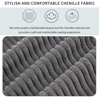 Divano a 3 posti imbottito in velluto a coste 105 con cuscini posteriori rimovibili e 5 cuscini per soggiorno