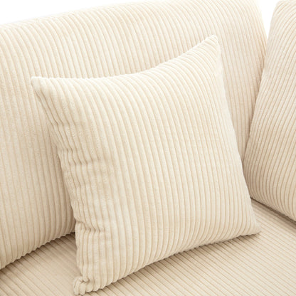 Divano a 3 posti imbottito in velluto a coste 105 con cuscini posteriori rimovibili e 5 cuscini per soggiorno