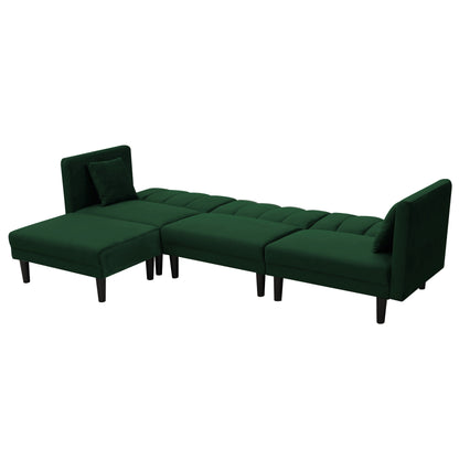 Divano componibile reversibile in velluto da 106,7'' a 3 posti con divano letto trasformabile e 2 cuscini