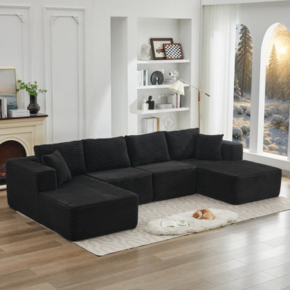 Divano componibile 106 Cloud con doppia chaise longue, divano modulare moderno con seduta profonda per soggiorno, non richiede montaggio